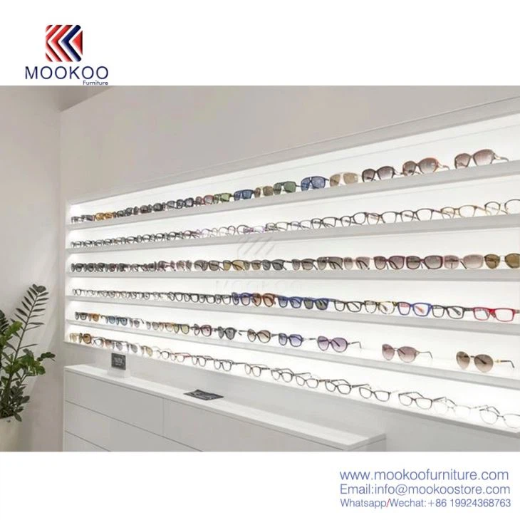 Mdf Coated Paint White Sunglasses Display Cabinet Wall Kiosk Design