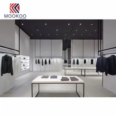 Vaatekaupan hyllyjen näyttö