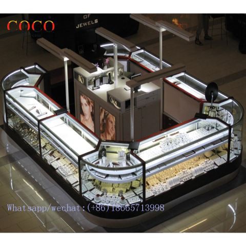 Korkealaatuinen koruesittelykioskin muotoilu ostoskeskukseen