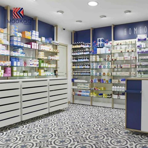 Eurooppalaisen tyylin farmasian lippulaivamyymälä-näyttelykalusteet